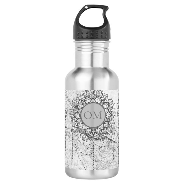 OM Mandala on Silver Marble  710 Ml Water Bottle (Front)