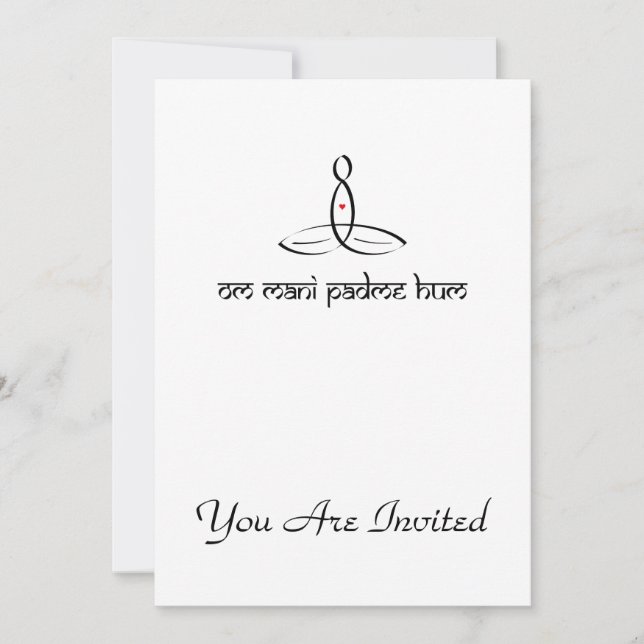 Om Mani Padme Hum - Black Sanskrit style Invitation (Front)