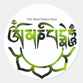 om mani padme hum classic round sticker