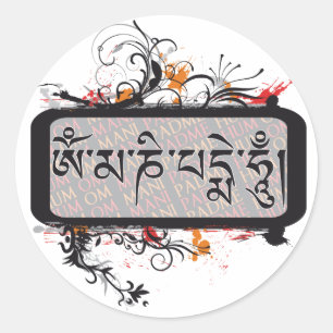 Om Mani Padme Hum Grubge Classic Round Sticker