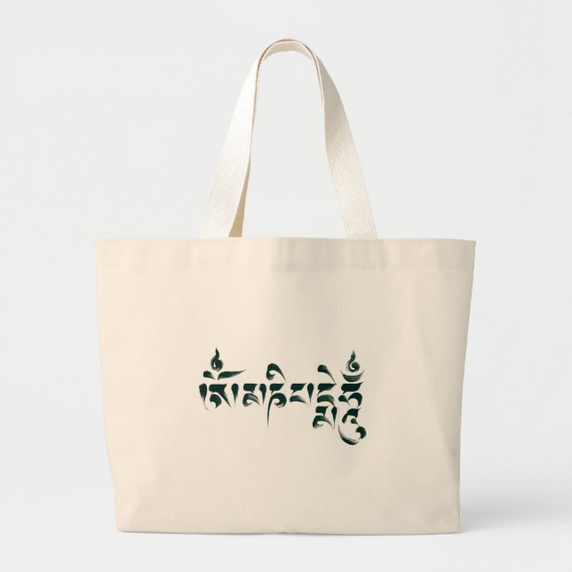 Om Mani Padme Hum III Large Tote Bag (Front)