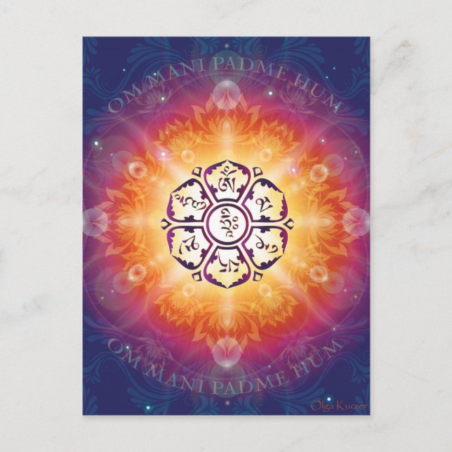 Om Mani Padme Hum Mantra Postcard (Front)