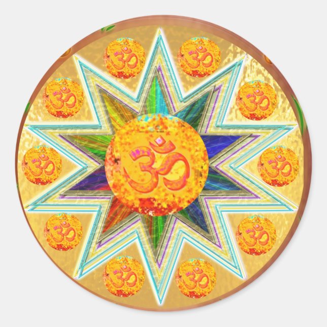 OM Mantra : CHANT Loud GAYATRI, in Heart SAVITRI Classic Round Sticker (Front)