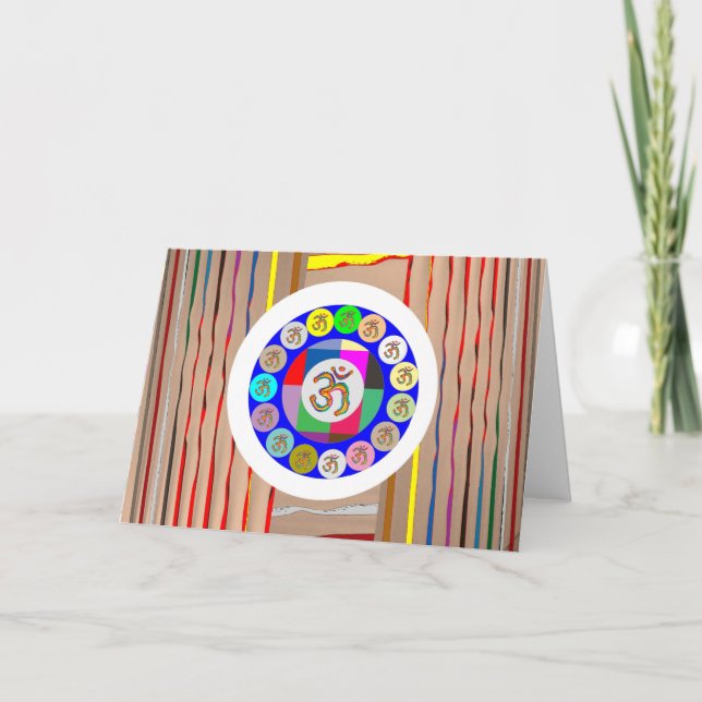 OM MANTRA Gold : Chant Yoga Meditation Holiday Card (Front)