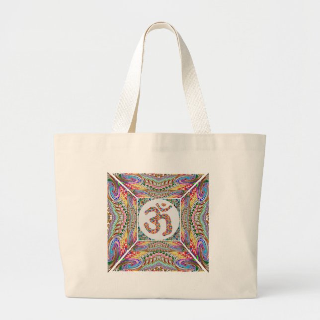 Om Mantra Jewel Collection Large Tote Bag (Front)