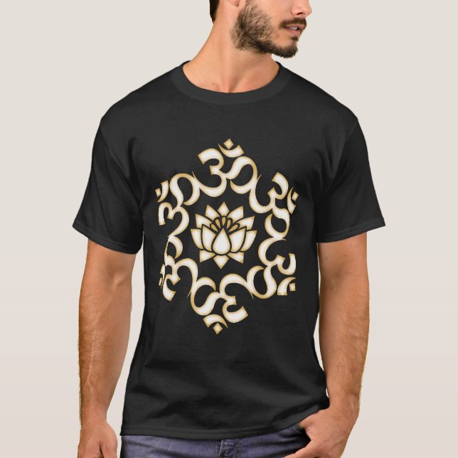 Om Mantra Mandala Lotus Flower Buddhism Yoga Symbo T-Shirt (Front)