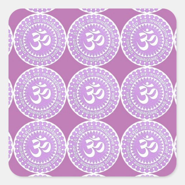 OM Mantra  : OMMANTRA  Purple Chant Square Sticker (Front)