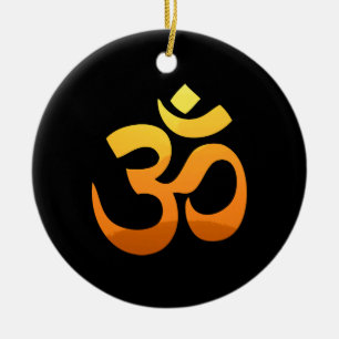 Om Mantra Symbol Gold Sun Asana Relax Zen Yoga Ceramic Tree Decoration