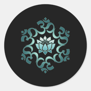 Om, Mantra, Symbol, Mandala, Lotus Flower, Buddhis Classic Round Sticker
