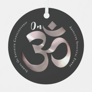Om Mantra Symbol Positive Quote Grey Personalised Metal Tree Decoration