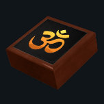 Om Mantra Symbol Yoga Asana Relax Fitness Gold Sun Gift Box<br><div class="desc">Om Mantra Symbol Yoga Asana Relax Fitness Gold Sun Meditation Yellow Orange Inspirational Elegant Sunrise Golden Oak Wooden Jewellery Keepsake Box.</div>