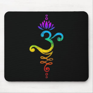 Om Mantra, Yoga, Symbol, Lotus Flower, Rainbow, Ch Mouse Mat