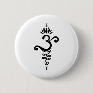 Om Mantra Yoga Symbol Lotus Flower Unalome Ornamen 6 Cm Round Badge