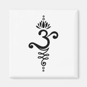 Om Mantra Yoga Symbol Lotus Flower Unalome Ornamen Magnet