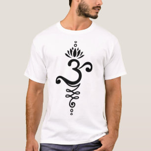 Om Mantra Yoga Symbol Lotus Flower Unalome Ornamen T-Shirt