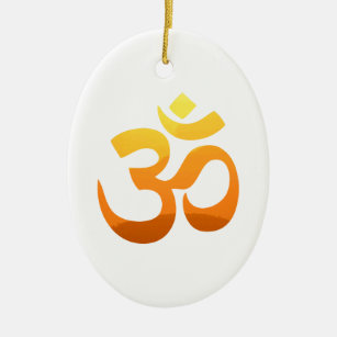 Om Mantra Zen Yoga Symbol Asana Gold Sun Relax Ceramic Tree Decoration