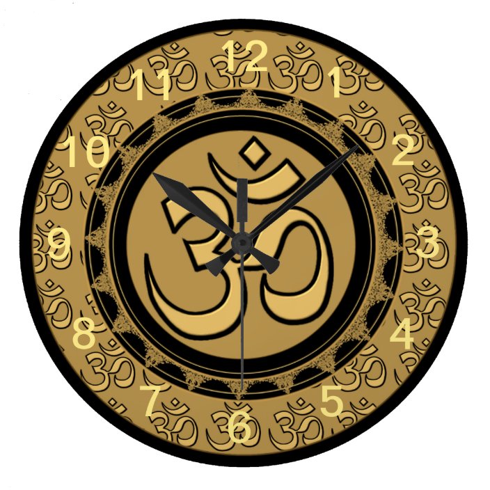 Om Meditation Gold Wall Clock Round (Large) Zazzle.co.uk