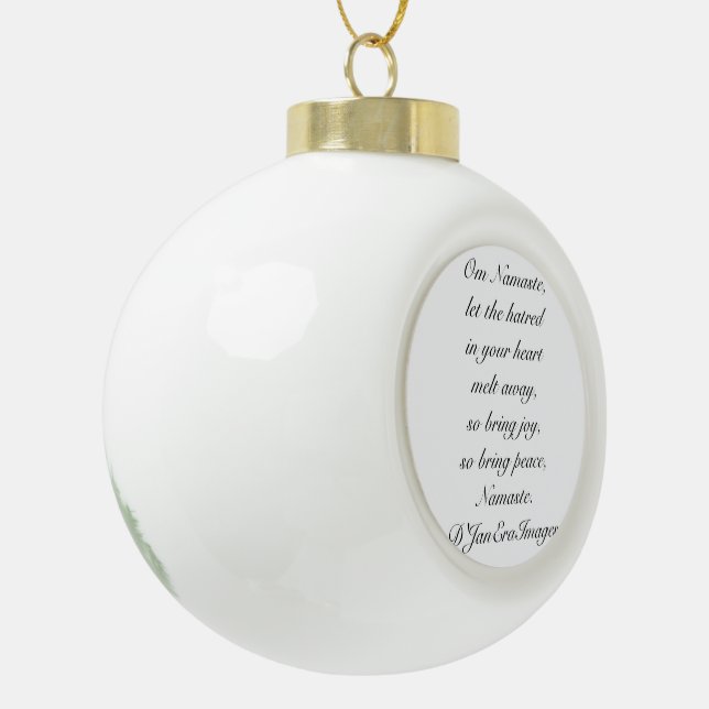 Om Namaste Peace Prayer Ceramic Ball Christmas Ornament (Left)