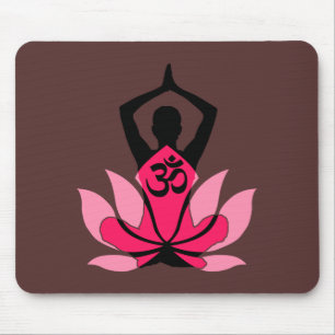 OM Namaste Spiritual Lotus Flower Yoga in Umber Mouse Mat