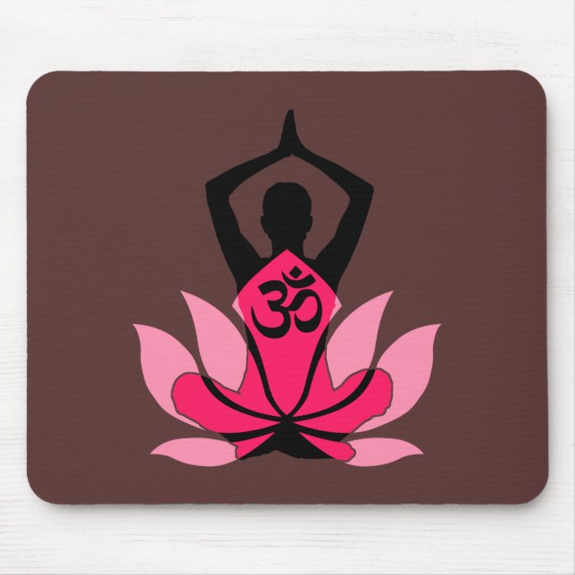 OM Namaste Spiritual Lotus Flower Yoga in Umber Mouse Mat (Front)