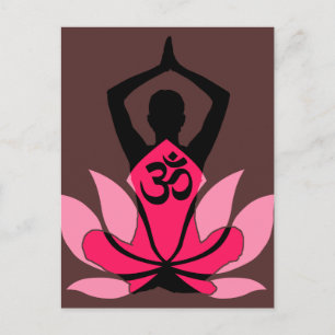 OM Namaste Spiritual Lotus Flower Yoga in Umber Postcard