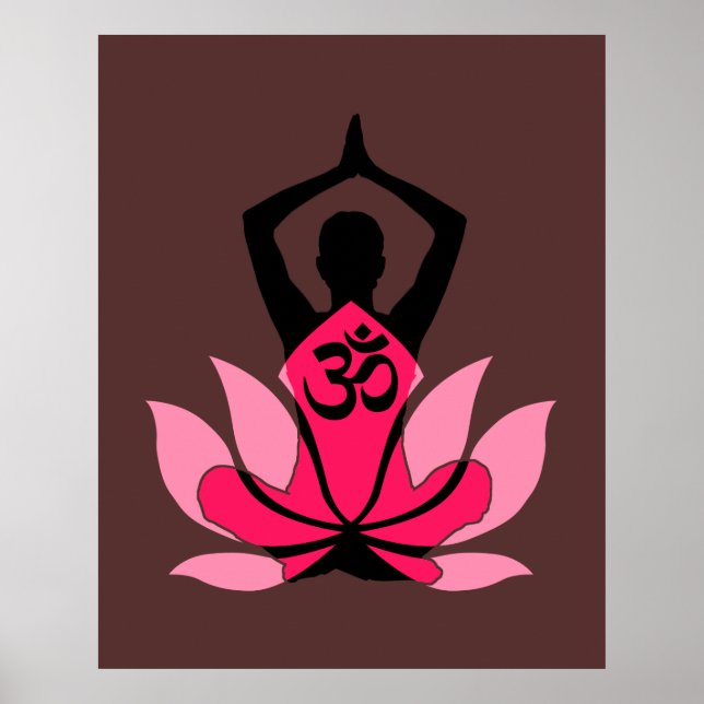 OM Namaste Spiritual Lotus Flower Yoga in Umber Poster (Front)