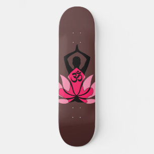 OM Namaste Spiritual Lotus Flower Yoga in Umber Skateboard