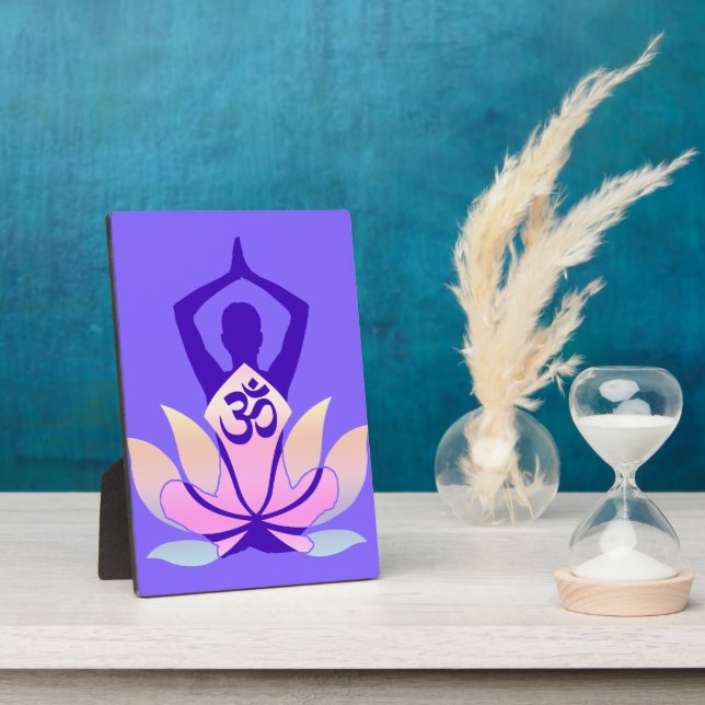 OM Namaste Spiritual Lotus Flower Yoga on Mauve Plaque (Side)