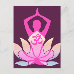 OM Namaste Spiritual Lotus Flower Yoga on Plum Postcard