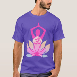 OM Namaste Spiritual Lotus Flower Yoga on Purple T-Shirt