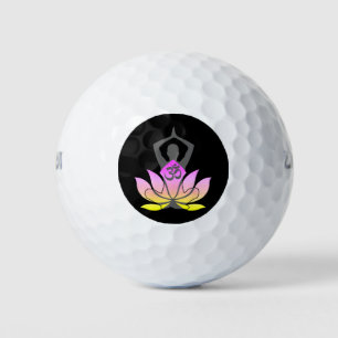 OM Namaste Spiritual Lotus Flower Yoga Pose Golf Balls