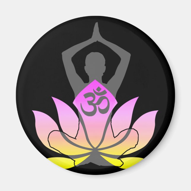 OM Namaste Spiritual Lotus Flower Yoga Pose Magnet (Front)