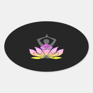 OM Namaste Spiritual Lotus Flower Yoga Pose Oval Sticker