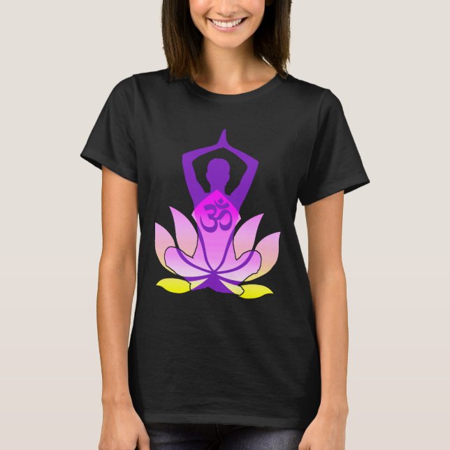 OM Namaste Spiritual Lotus Flower Yoga Pose Pastel T-Shirt (Front)