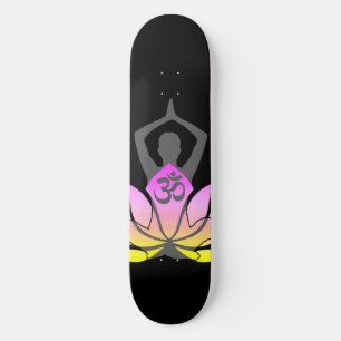 OM Namaste Spiritual Lotus Flower Yoga Pose Skateboard