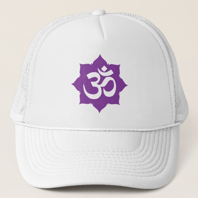 OM Namaste Spiritual Lotus Flower Yoga Trucker Hat (Front)