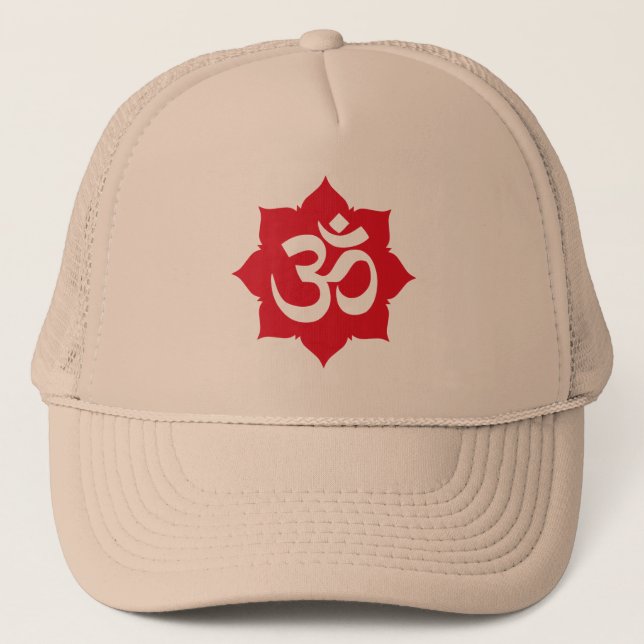 OM Namaste Spiritual Lotus Flower Yoga Trucker Hat (Front)
