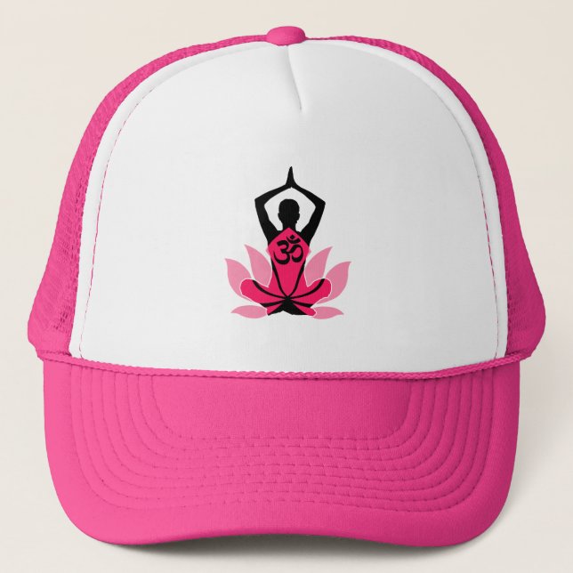 OM Namaste Spiritual Lotus Flower Yoga Trucker Hat (Front)