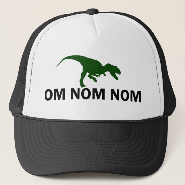 Om Nom Nom Dinosaur Rawr trucker Hat (Front)