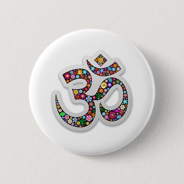 Om Ohm Aum Namaste Yoga Symbol 6 Cm Round Badge (Front)