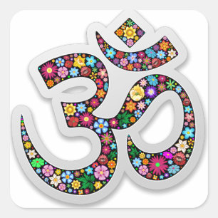 Om Ohm Aum Namaste Yoga Symbol Square Sticker