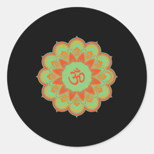 Om Ohm Aum Symbol Mandala Spiritual Yoga Gift Classic Round Sticker