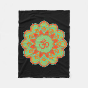 Om Ohm Aum Symbol Mandala Spiritual Yoga Gift  Fleece Blanket