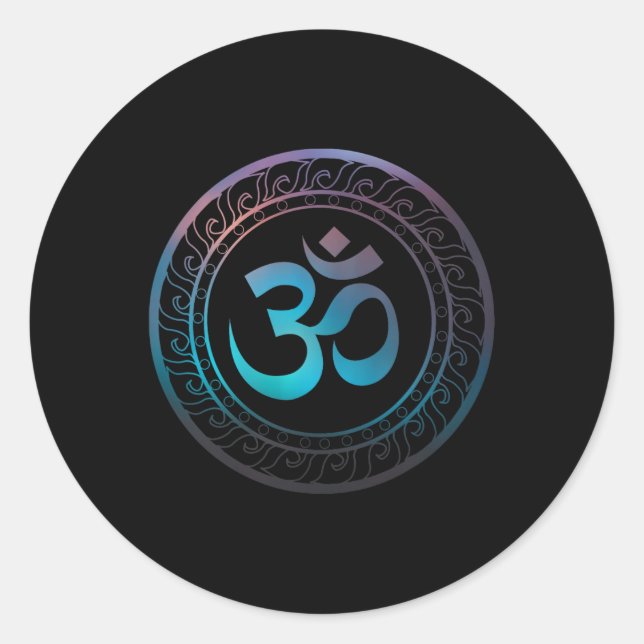 Om Ohm Aum Symbol Spiritual Yoga Gift _2  Classic Round Sticker (Front)