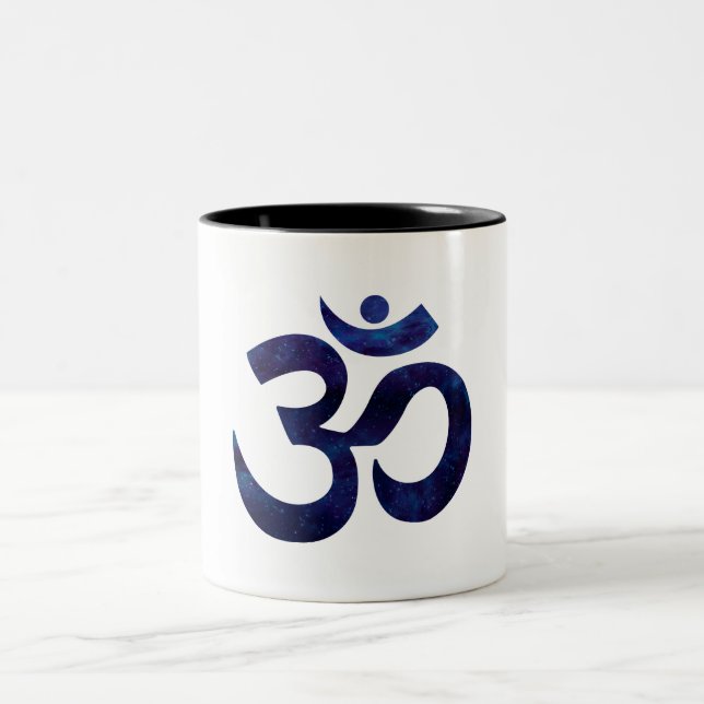 Om Ohm Symbol Sign Yoga Meditation Zen Two-Tone Coffee Mug (Center)
