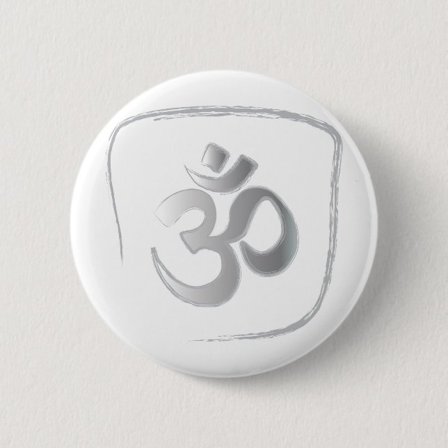 Om or Aum Mantra Meditation 6 Cm Round Badge (Front)