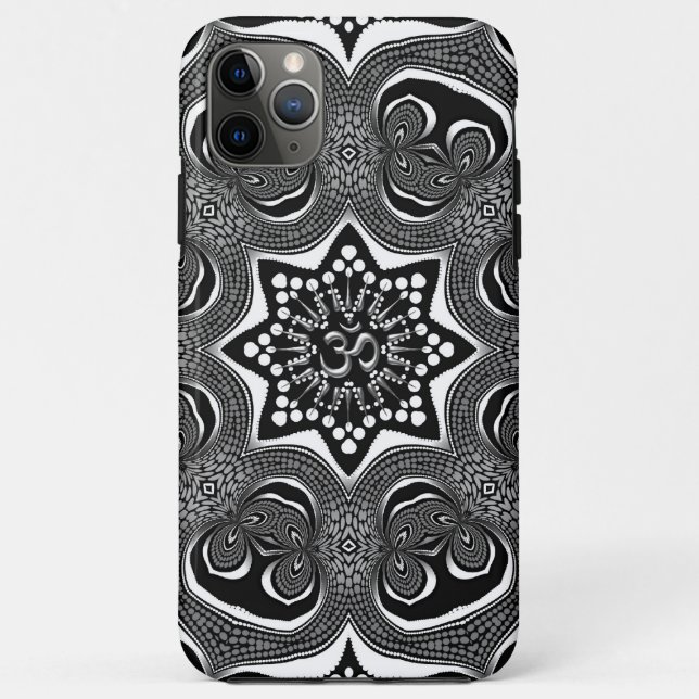 OM Psychedelic Trippy Black White Art Case-Mate iPhone Case (Back)