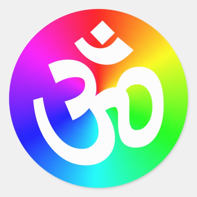 Om Rainbow Classic Round Sticker (Front)
