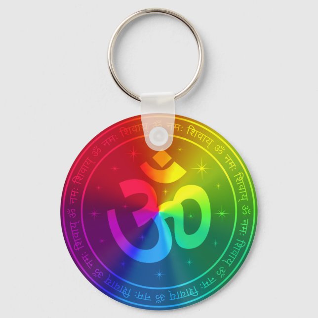 Om Rainbow Design Key Ring (Front)