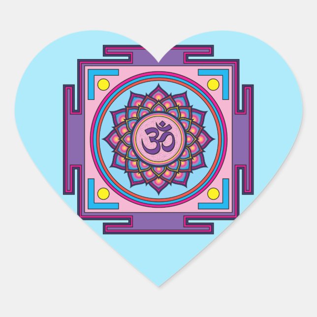 Om Shanti Om Mandala Heart Sticker (Front)